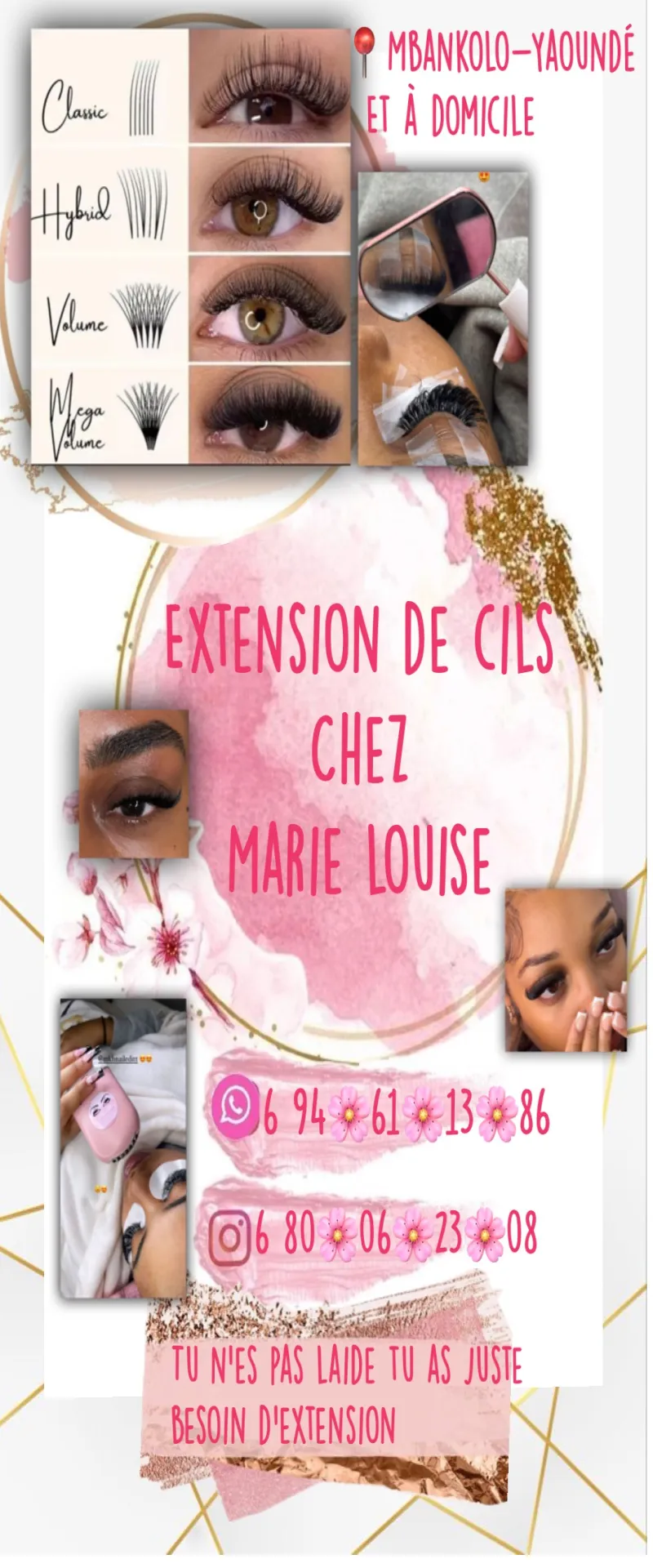 Extensions de cils situé à Mbankolo Yaoundé à 3500f toutes les poses 